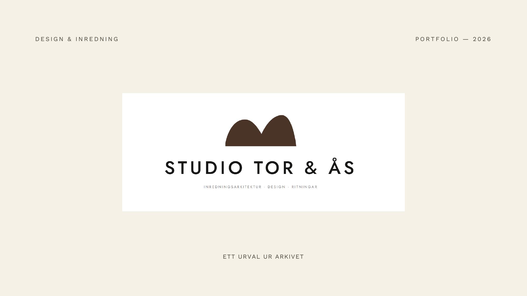 Portfolio 2026 — Studio Tor & Ås, omslag
